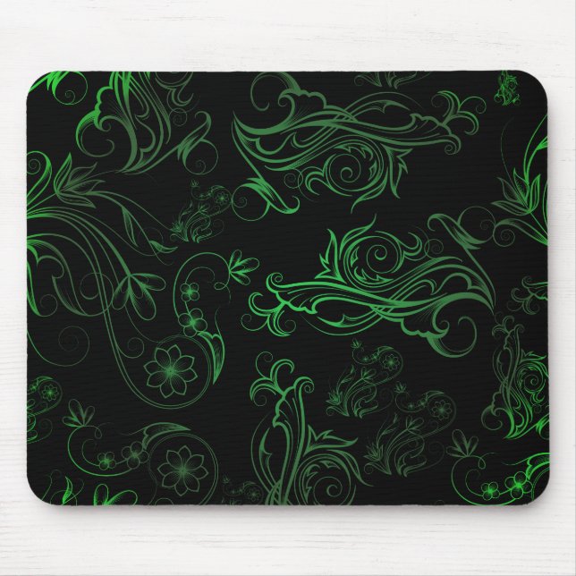 Alfombrilla De Ratón Mousepad verde floral (Frente)