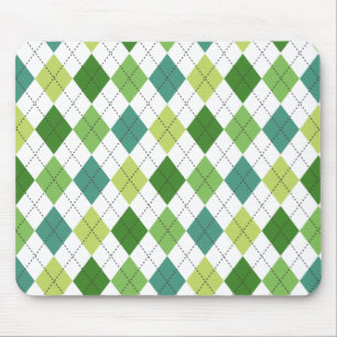 Alfombrilla De Ratón Mousepad verde, Verde azulado y lime Argyle preppy