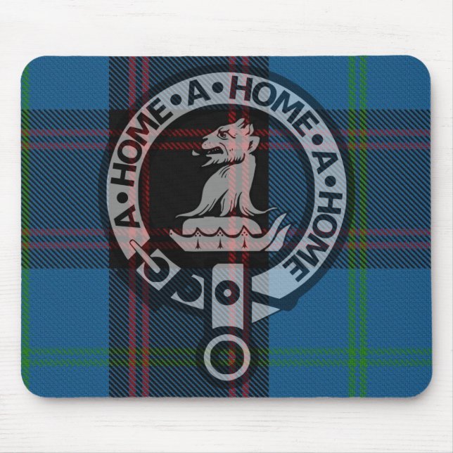 Alfombrilla De Ratón Mousepad with Clan Home Crest and Ancient Tartan (Frente)