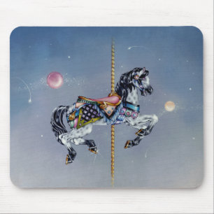 Alfombrilla De Ratón Mousepads - caballo gris del carrusel de la yegua