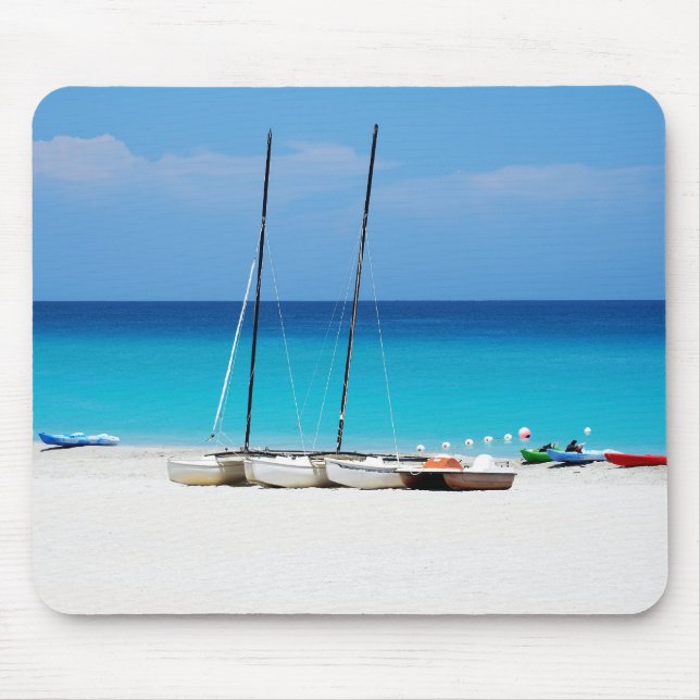 Alfombrilla De Ratón Mousepads con una imagen de barcos en una playa (Frente)