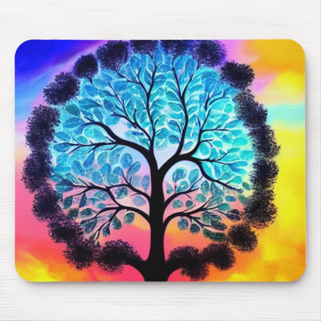Alfombrilla De Ratón Moussepad de un árbol rosa de Aqua (Frente)
