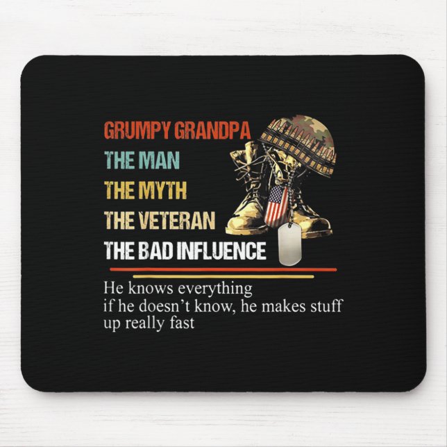Alfombrilla De Ratón Mpy Grandpa The Man The Myth The Veteran  (Frente)
