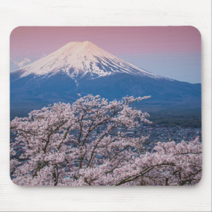 Alfombrilla De Ratón Mt Fuji y flores de cerezo