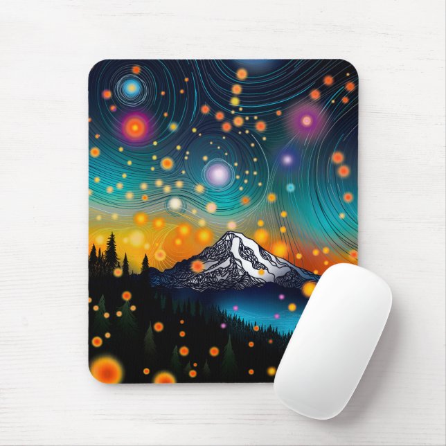 Alfombrilla De Ratón Mt. Rainier Starry Sky (Con ratón)