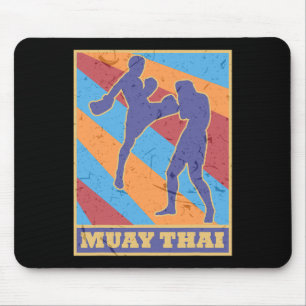 Alfombrilla De Ratón Muay Thai Colores Retro Vintage Boxeo Mma Kickboxi