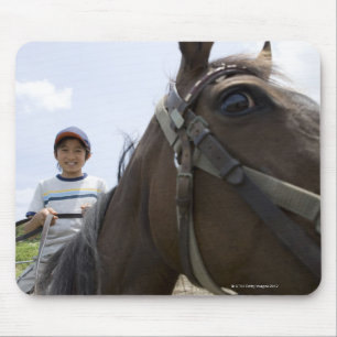 Alfombrilla De Ratón Muchacho que monta un caballo