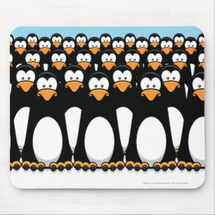 Alfombrilla De Ratón Muchedumbre de pingüinos divertidos del dibujo