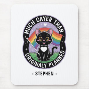 Alfombrilla De Ratón Mucho Gayer - Gracioso gato negro lindo orgullo LG
