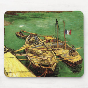 Alfombrilla De Ratón Muelle de Van Gogh con hombres descargando barcaza