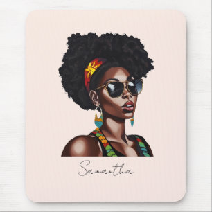 Alfombrilla De Ratón Mujer afroamericana con gafas de sol de Moda
