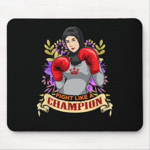 Alfombrilla De Ratón Mujer Árabe Empoderada con Hiyab Boxeo Kickboxing 