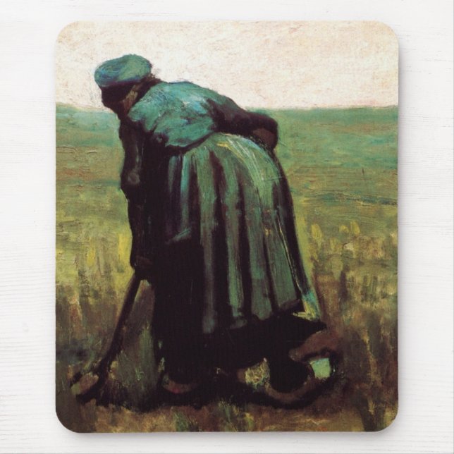 Alfombrilla De Ratón Mujer campesina cavando por Vincent van Gogh (Frente)