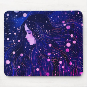 Alfombrilla De Ratón Mujer Celestial Diosa Luna Estrellas Cielo