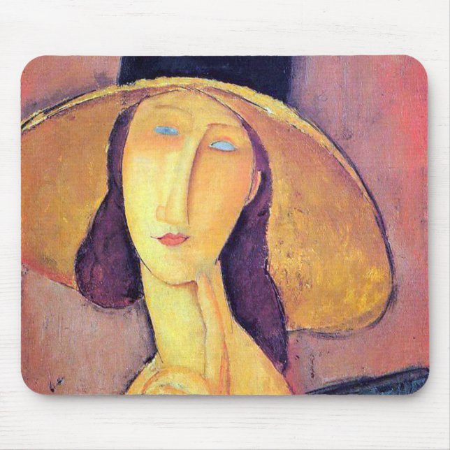 Alfombrilla De Ratón Mujer con gran Gorra, Modigliani (Frente)