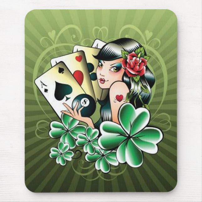Alfombrilla De Ratón Mujer con tarjetas y sobras - mousepad (Frente)