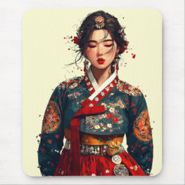 Alfombrilla De Ratón Mujer coreana moderna en retrato de Hanbok