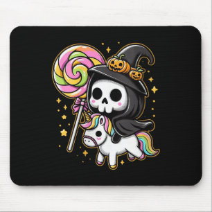 Alfombrilla De Ratón Mujer Cute Grim Reaper Caminando Unicorn Hallo