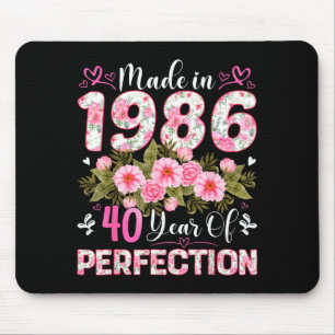 Alfombrilla De Ratón Mujer de 40 años hecha en 1986 Floral cumpleaños 4