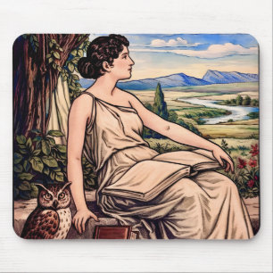 Alfombrilla De Ratón Mujer de época Art Nouveau leyendo bajo un árbol