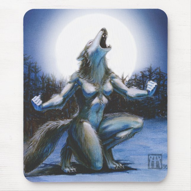 Alfombrilla De Ratón Mujer de grito Mousepad del hombre lobo (Frente)