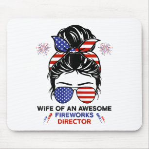 Alfombrilla De Ratón Mujer Directora De Fuegos Artificiales - Funny Usa
