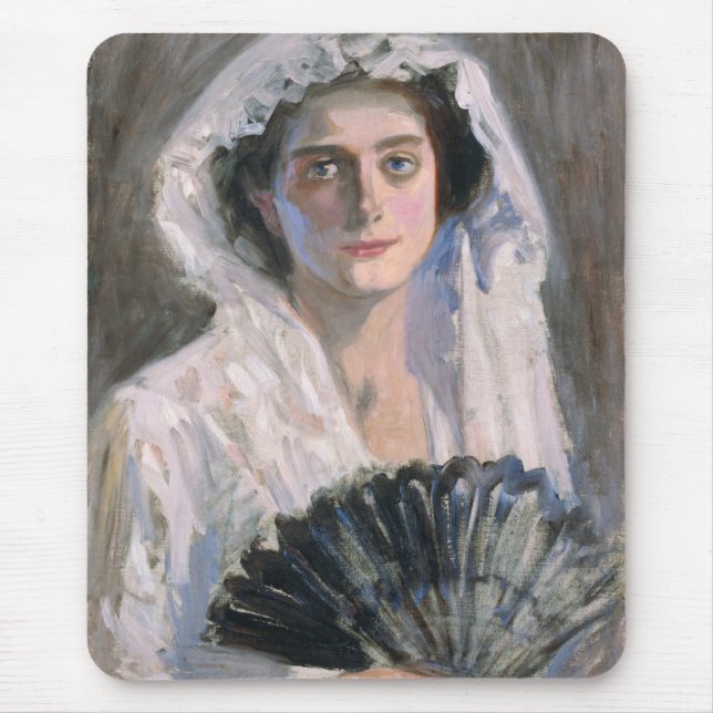 Alfombrilla De Ratón Mujer elegante con ventilador negro (Fujishima Tak (Frente)