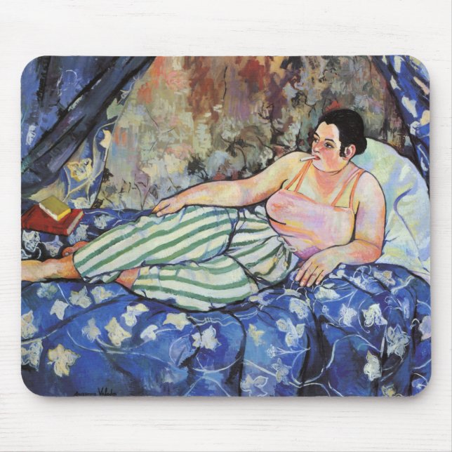 Alfombrilla De Ratón Mujer en la habitación azul (por Suzanne Valadon) (Frente)