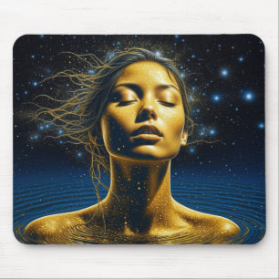 Alfombrilla De Ratón Mujer Etérea Meditando Bajo las Estrellas