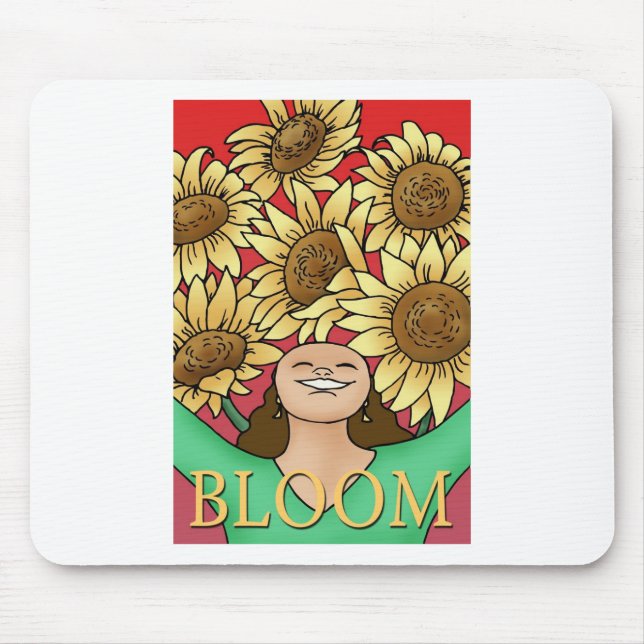 Alfombrilla De Ratón Mujer girasol — ¡Bloom! (Frente)