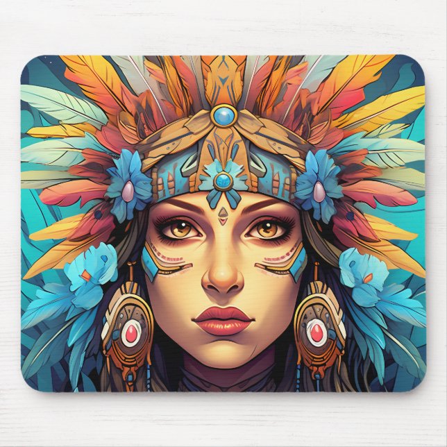 Alfombrilla De Ratón Mujer india Nativa Ratón americano (Frente)