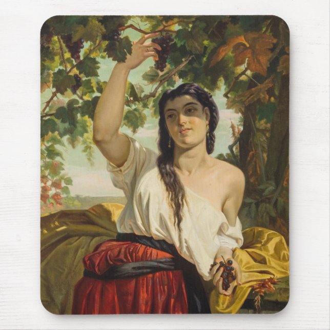 Alfombrilla De Ratón Mujer italiana recogiendo uvas (cosecha de verano) (Frente)