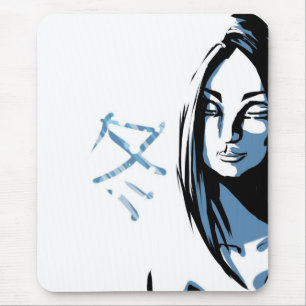 Alfombrilla De Ratón Mujer japonesa con kanji de invierno