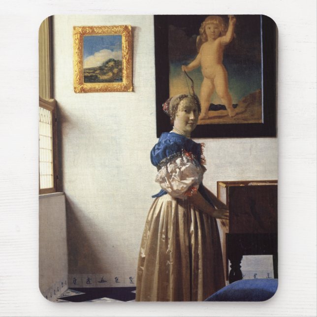 Alfombrilla De Ratón Mujer Joven Parada En Una Virginal (Frente)