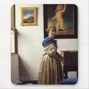 Alfombrilla De Ratón Mujer joven que se coloca en un Virginal