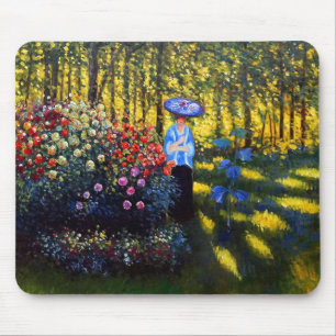 Alfombrilla De Ratón Mujer Monet con una sombrilla en el jardín
