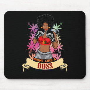 Alfombrilla De Ratón Mujer Negra Empoderada Boxeo Magia Kickboxing Chic