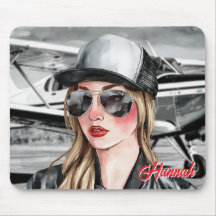 Mujer Piloto & Gafas de Sol Avión Cessna Navidad