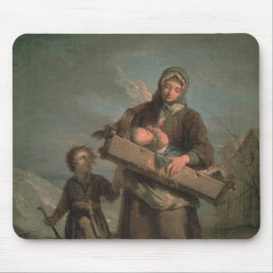 Alfombrilla De Ratón Mujer pobre con los niños