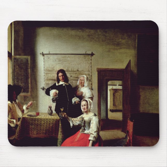 Alfombrilla De Ratón Mujer que bebe con los soldados, 1658 (Frente)