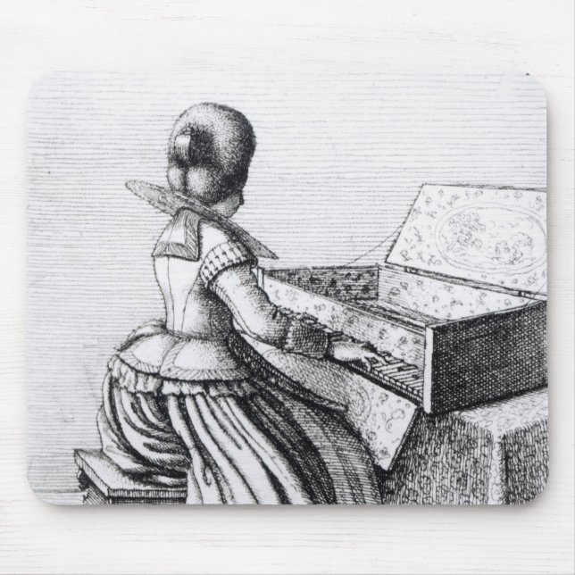 Alfombrilla De Ratón Mujer que juega en un teclado, 1635 (Frente)
