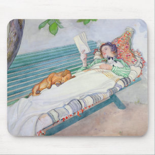 Alfombrilla De Ratón Mujer que miente en un banco, 1913 (w/c en el
