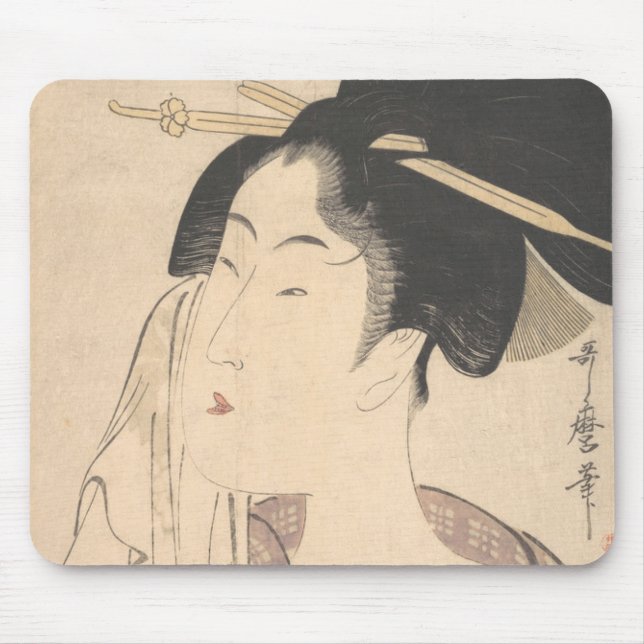 Alfombrilla De Ratón Mujer que se relaja después de su baño (Frente)