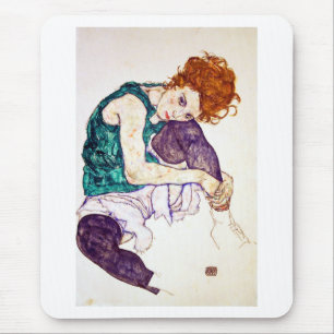 Alfombrilla De Ratón Mujer sentada Egon Schiele con piernas dispuestas