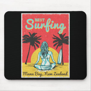 Alfombrilla De Ratón Mujer surfista Manu Bay Raglan Nueva Zelanda 