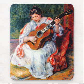 Alfombrilla De Ratón Mujer tocando la guitarra de Pierre Renoir
