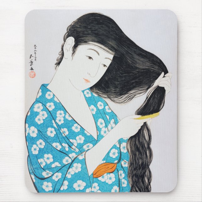 Alfombrilla De Ratón Mujer tocando su pelo, Goyō Hashiguchi (Frente)
