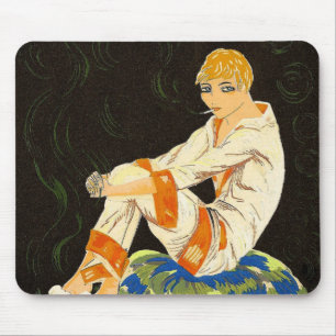 Alfombrilla De Ratón Mujer Vintage Art Déco, Fumando de S. Chompre