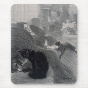 Alfombrilla De Ratón Mujer y gatos, Alexandre Steinlen