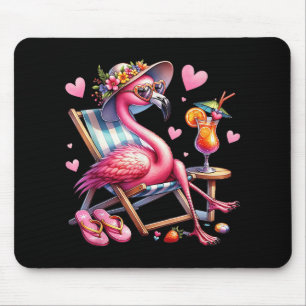 Alfombrilla De Ratón Mujeres Chicas Pink Flamingo Beach Palm Tree Cute 